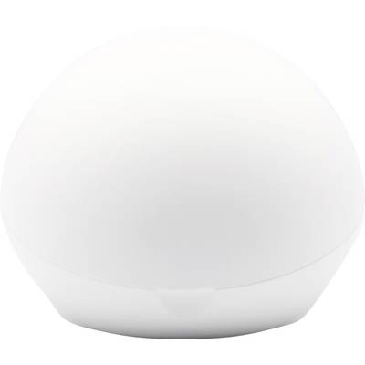 Une lampe blanche en forme de demi-sphère à surface lisse.