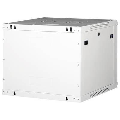 Un boîtier blanc rectangulaire avec des fentes de ventilation, de petites poignées et des vis visibles aux angles, probablement un boîtier pour équipement électronique.