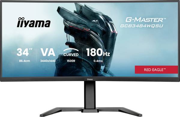 Moniteur LED Iiyama GCB3484WQSU-B1  CEE F (A - G) 86.4 cm 34 pouces  3440 x 1440 pixels 21:9 0.4 ms DisplayPort VA LED