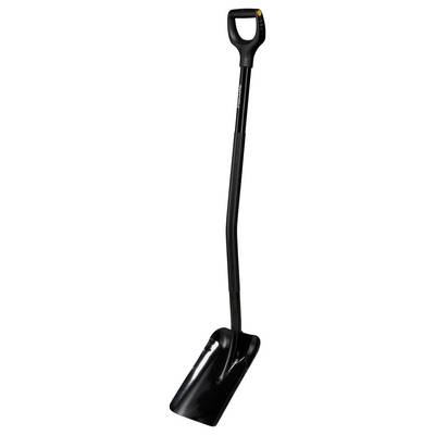 Pelle noire avec manche ergonomique, adaptée aux travaux de jardinage et aux terrassements standard.