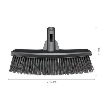 Tête de balai, 37,5 cm de largeur et 20 cm de hauteur, avec soies noires, spécialement conçue pour un nettoyage en profondeur.