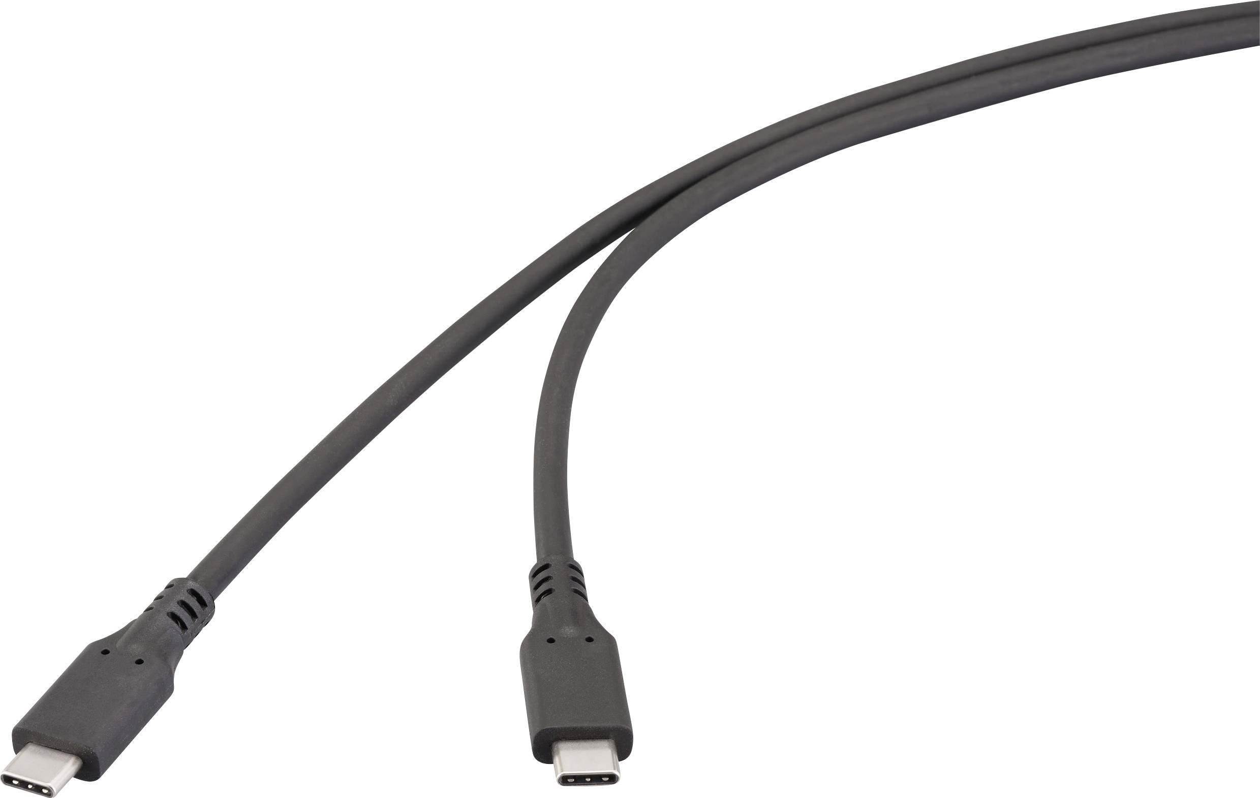 Un câble noir USB-C vers USB-C avec les deux connecteurs visibles.