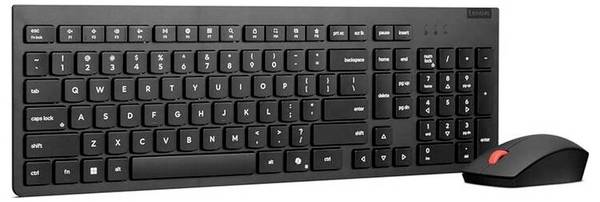 Lenovo Tastatur-Maus-Set Essential Wired Combo CH-Layout USB Kit souris + clavier suisse, Qwertz noir Fonction Hotkey, Touches à frappe silencieuse, avec clavier numérique