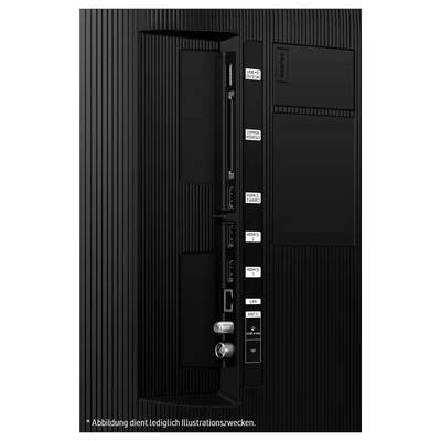Connexions à l'arrière d'un moniteur : HDMI 1, HDMI 2, HDMI 3/ARC, sortie optique, USB, LAN, prise casque.