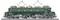 Train miniature vert avec deux pantographes sur rail. Locomotive électrique historique à la construction détaillée.