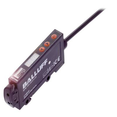 Capteur de marque Balluff avec raccordement par câble, voyants LED et marquage CE ; Produit allemand, application industrielle.