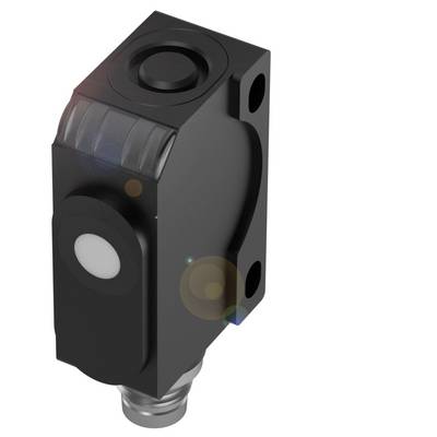 Un capteur noir rectangulaire avec un bouton rond et une connexion de câble en bas. Adapté aux systèmes de reconnaissance automatisés.