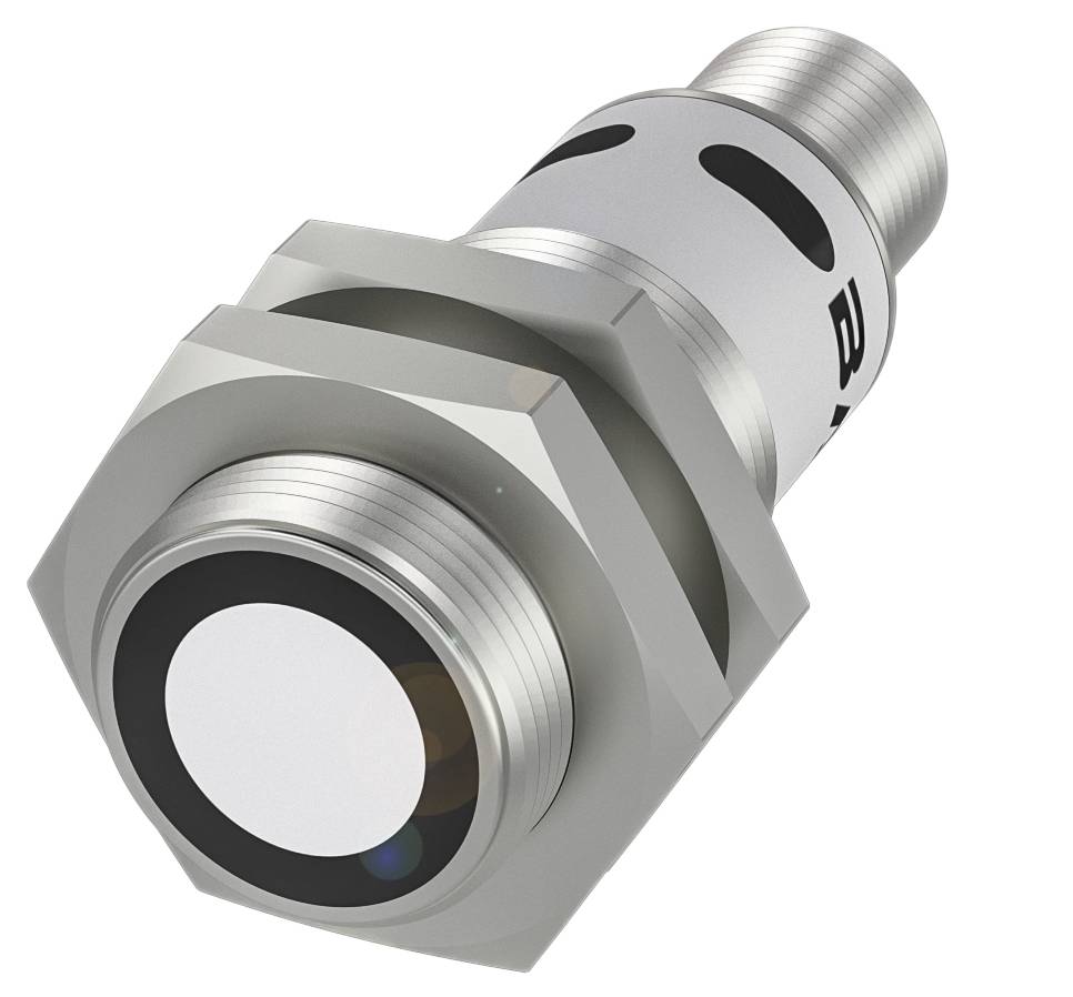 Un capteur métallique cylindrique avec filetage et bord aplati, utilisé pour les mesures industrielles et la détection.