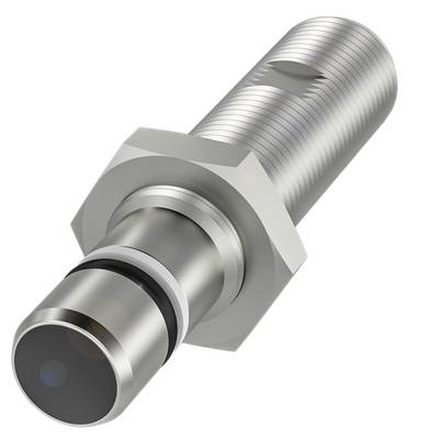 Capteur cylindrique en métal avec filetage, utilisé dans les applications industrielles pour la détection de position ou de proximité.