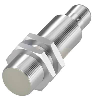 Un capteur de proximité cylindrique métallique avec filetage et écrou hexagonal. Il sert à la détection d'objets sans contact direct.