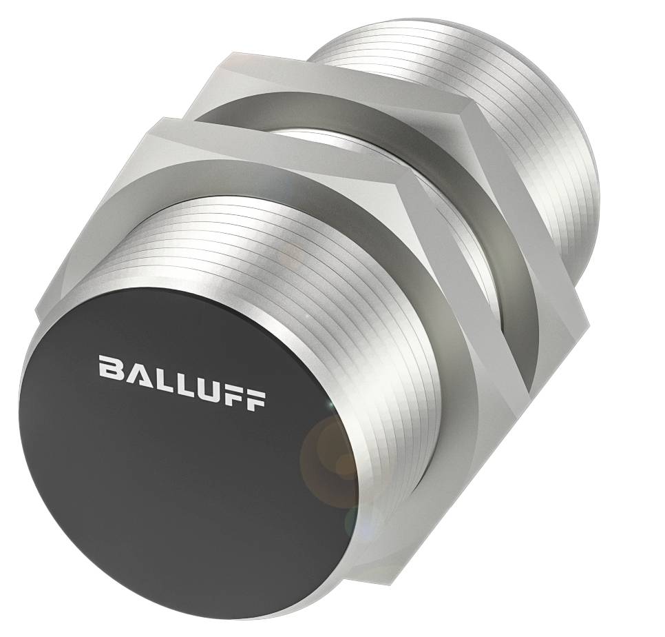 Capteur inductif cylindrique en métal avec l'inscription 'Balluff' sur la face avant. Utilisé pour la détection d'objets dans les applications industrielles.