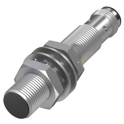 Un boulon métallique cylindrique avec filetage et écrou hexagonal. Arrondi aux deux extrémités, possiblement partie d'un assemblage mécanique.