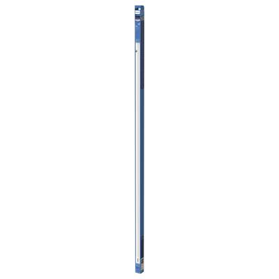 Billard bleu avec une extrémité blanche sur un fond bleu clair.