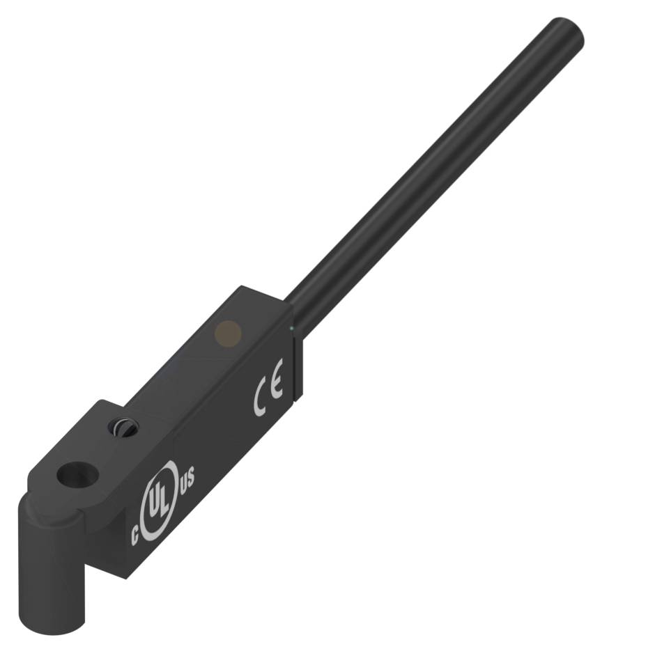 Un capteur de précision à revêtement noir avec marquages UL et CE sur la surface, adapté aux applications industrielles.