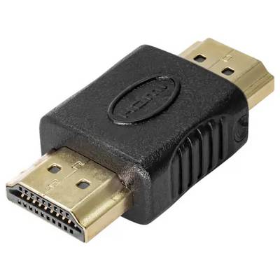 Un adaptateur HDMI noir avec deux connexions HDMI, adapté pour connecter des câbles HDMI.