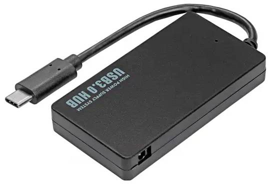 Disque dur portable USB-C dans un boîtier noir avec inscription bleue imprimée, adapté pour l'extension de stockage et la sauvegarde de données.