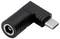 Adaptateur noir de forme coudée, connecteur USB-C vers prise DC, principalement pour les solutions de charge ou de connexion.