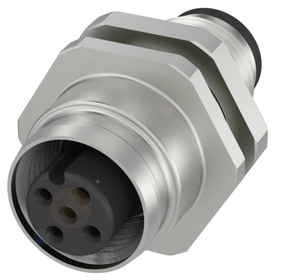 Connecteur métallique cylindrique à plusieurs points de connexion. Utilisé pour les connexions électriques dans les applications industrielles.