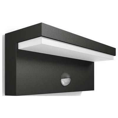 Applique murale noire au design rectangulaire avec détecteur de mouvement intégré.
