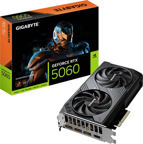 GIGABYTE GeForce RTX 5060 WINDFORCE OC 8G Carte Graphique - 8GB GDDR7, 128bit, PCI-E 5.0, 2512 MHz Fréquence du cœur, 3