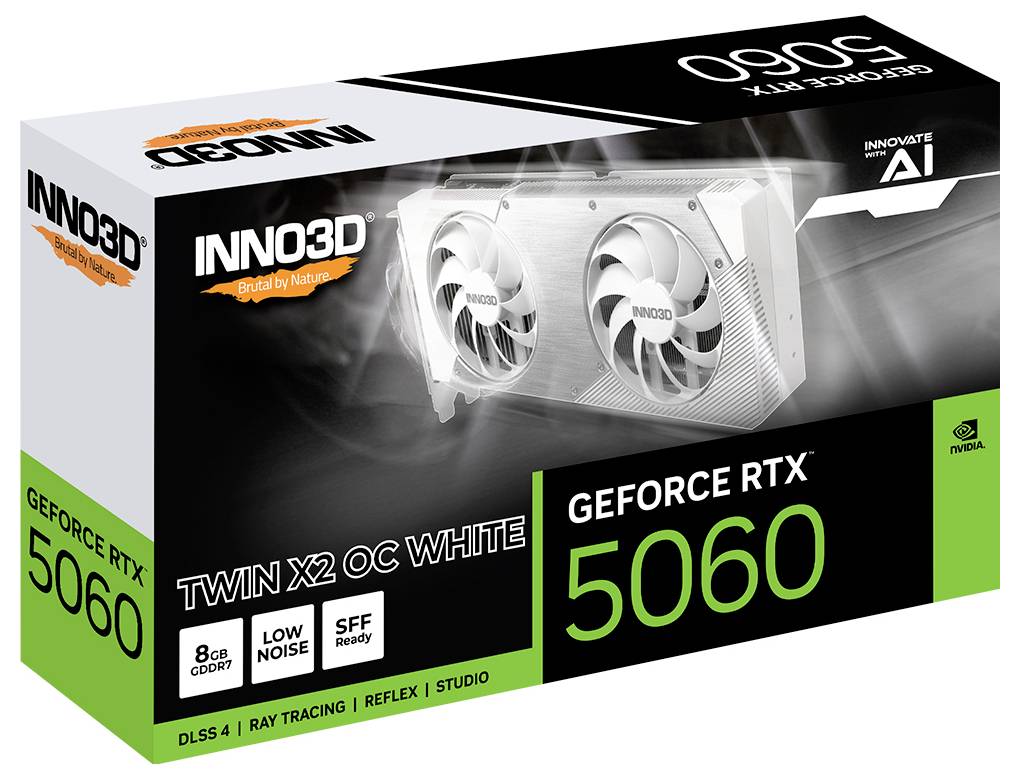 Inno 3D Carte graphique Nvidia GeForce RTX 5060 GeForce RTX 5060 8 GB GDDR7 RAM PCIe x8 HDMI™, DisplayPort overclockée, -1