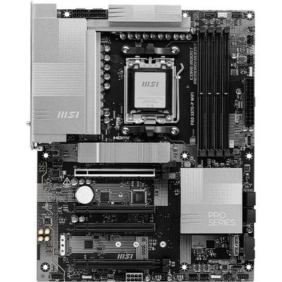 Carte mère de marque MSI, modèle 'PRO B760-P WIFI', montrant les emplacements, connecteurs et dissipateurs thermiques, adaptée pour l'assemblage d'ordinateurs.