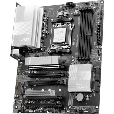 Carte mère 'MSI PRO B660-A DDR4' avec plusieurs emplacements PCIe, emplacements RAM et dissipateurs thermiques. Adaptée aux PC gaming et aux stations de travail.