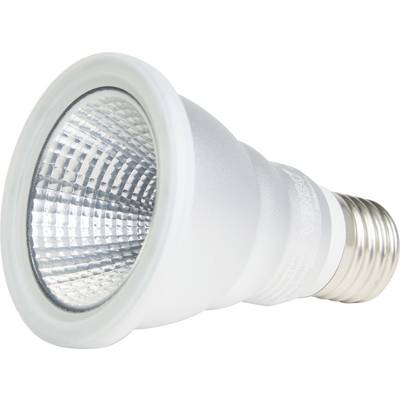 Une ampoule LED argentée avec culot E27, adaptée aux économies d'énergie, est posée horizontalement avec le verre orienté vers le haut.