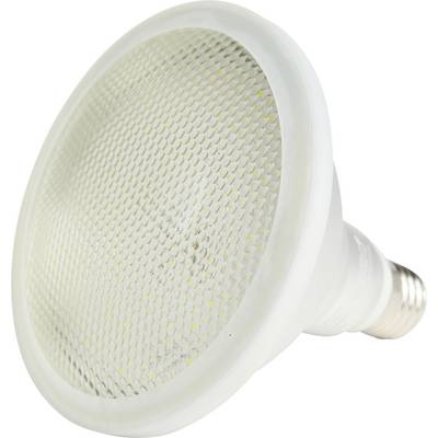 Une ampoule LED blanche avec une surface texturée et un culot à vis, adaptée à l'éclairage directionnel dans les espaces résidentiels.
