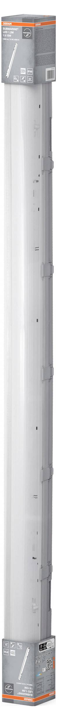 Un tube en plastique blanc avec des détails gris et un emballage contenant des informations techniques d'utilisation.