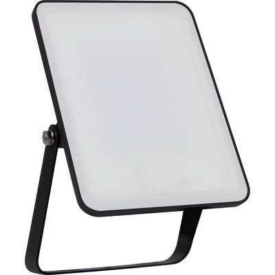Une lampe de table rectangulaire avec un cadre noir pivotant et un panneau lumineux blanc. Adaptée aux espaces de travail.