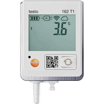 Affichage de thermomètre numérique indiquant 3,6 degrés Celsius. État de la batterie et symboles de connexion sans fil visibles. Logo "Testo" en bas à gauche.