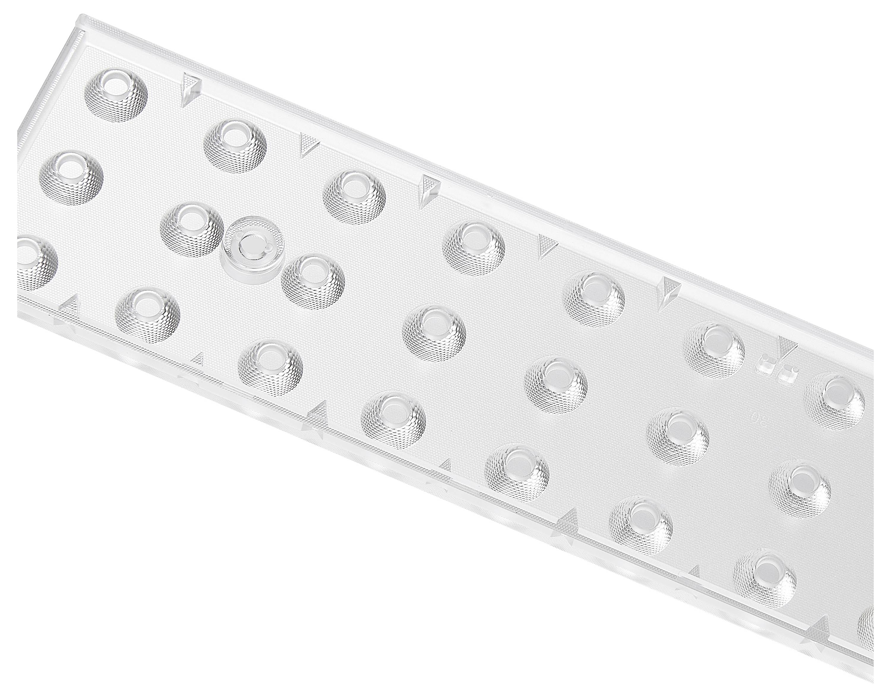 Plaque en plastique transparent avec plusieurs cavités rondes disposées selon un motif régulier, utilisée probablement comme support ou récipient.