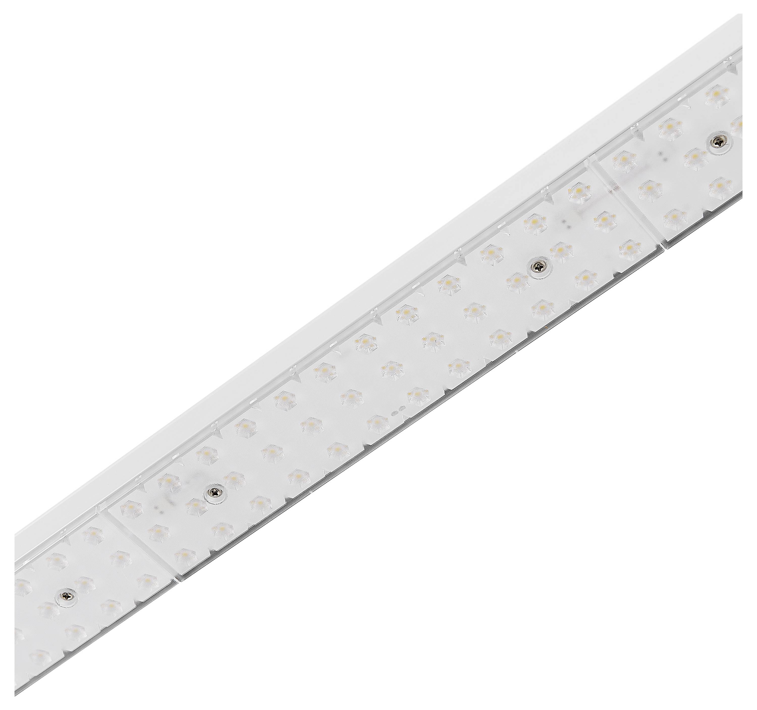 Luminaire LED, disposé en diagonale, avec plusieurs sources lumineuses réparties uniformément, adapté pour l'éclairage de plafond.
