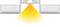 Représentation schématique d'un luminaire encastré émettant une lumière jaune dirigée vers le bas.
