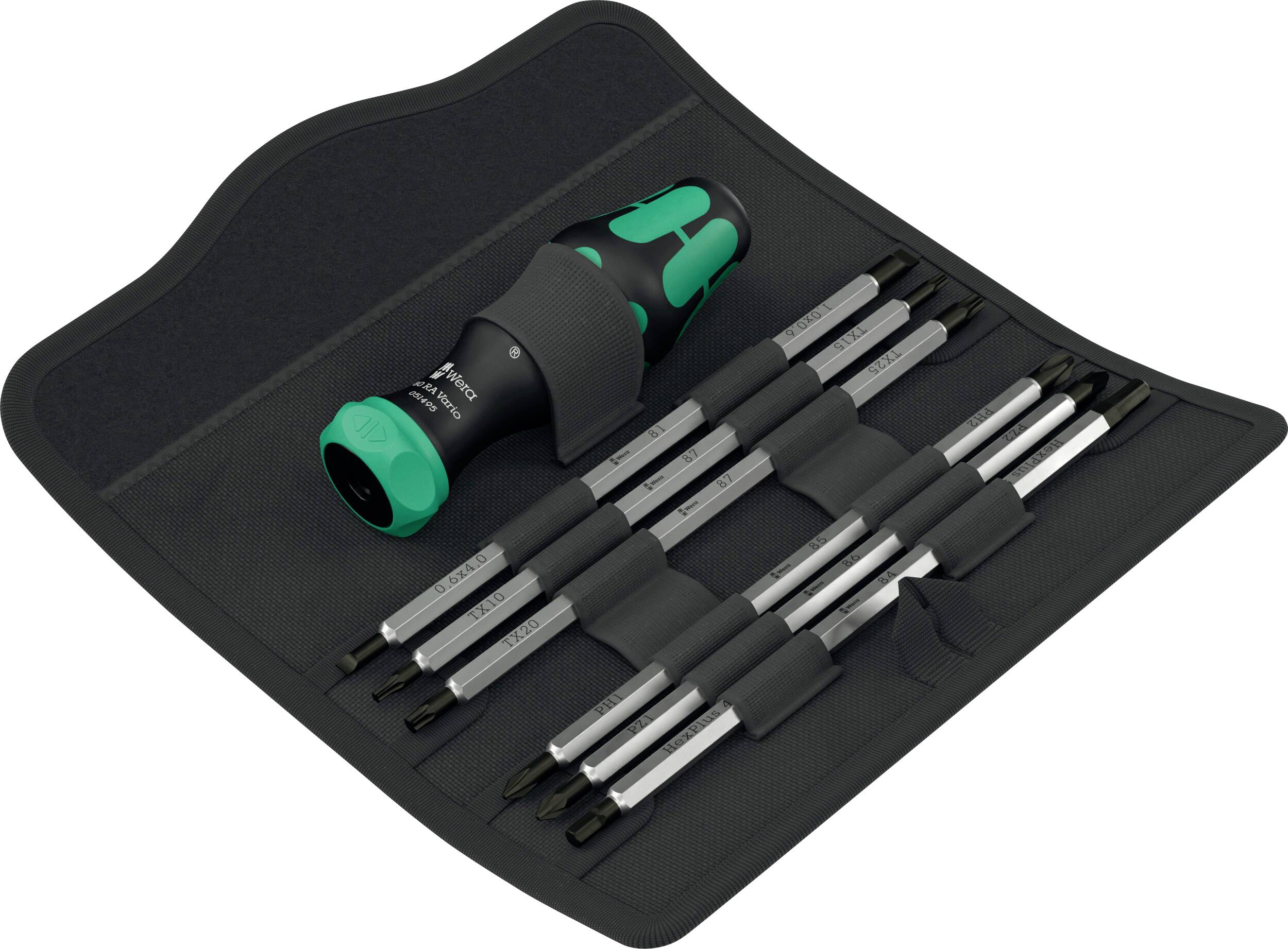Wera Kompakt Vario RA 2025 pour l'atelier Lots de lames de rechange vis à fente, cruciforme Phillips, vis Pozidriv, TORX-0