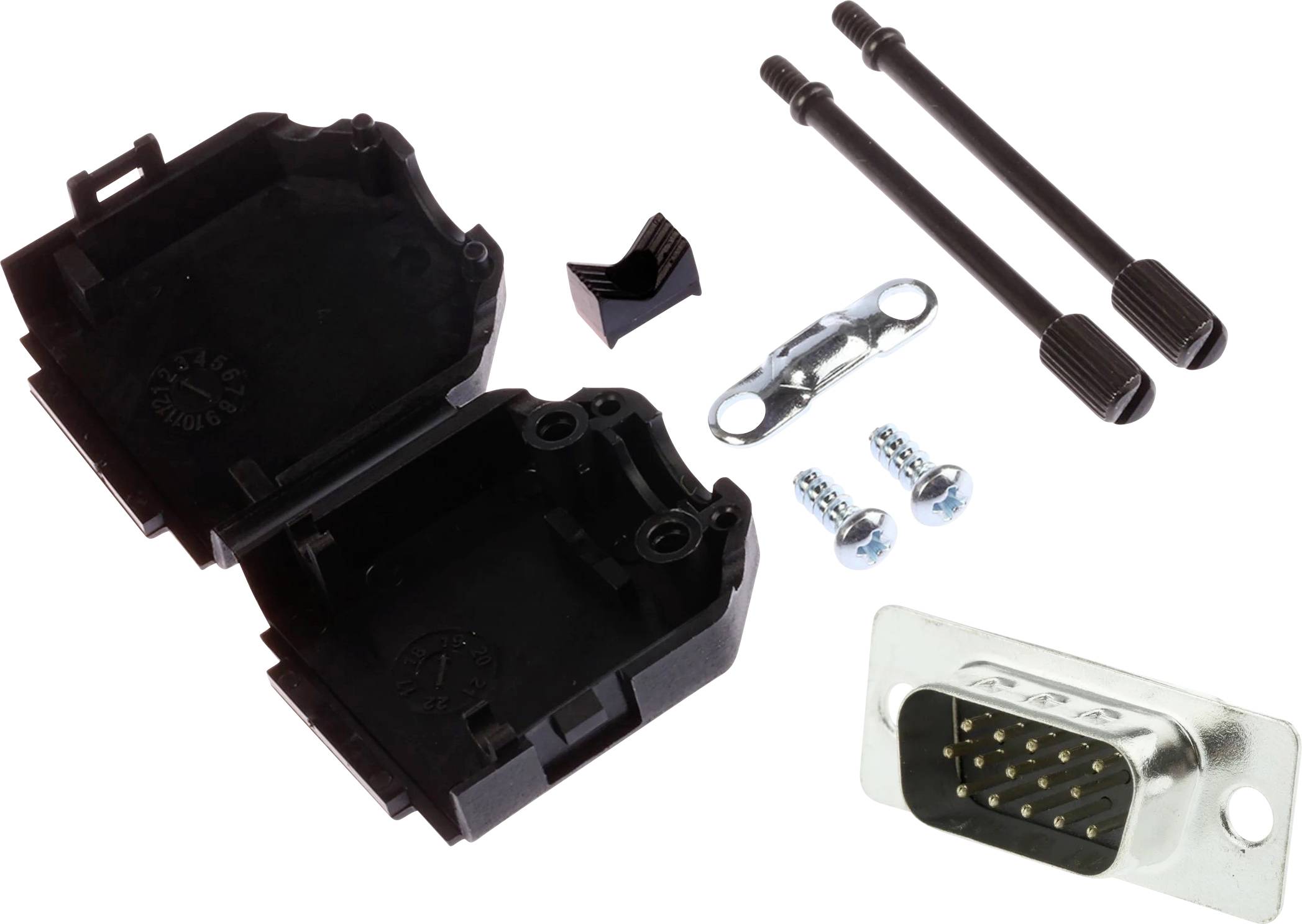 MH Connectors MHDPPK9HD15MS-K Kit embase SUB-D mâle 180 ° Nombre de pôles: 9 fût à souder 1 pc(s)-0