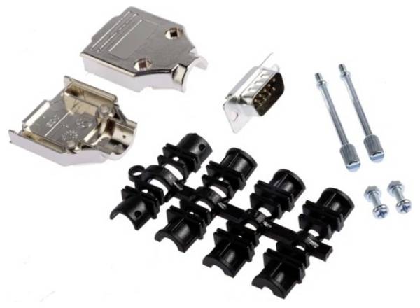 MH Connectors MHDTPK9-DB9P-K Kit embase SUB-D mâle 180 ° Nombre de pôles: 9 fût à souder 1 pc(s)