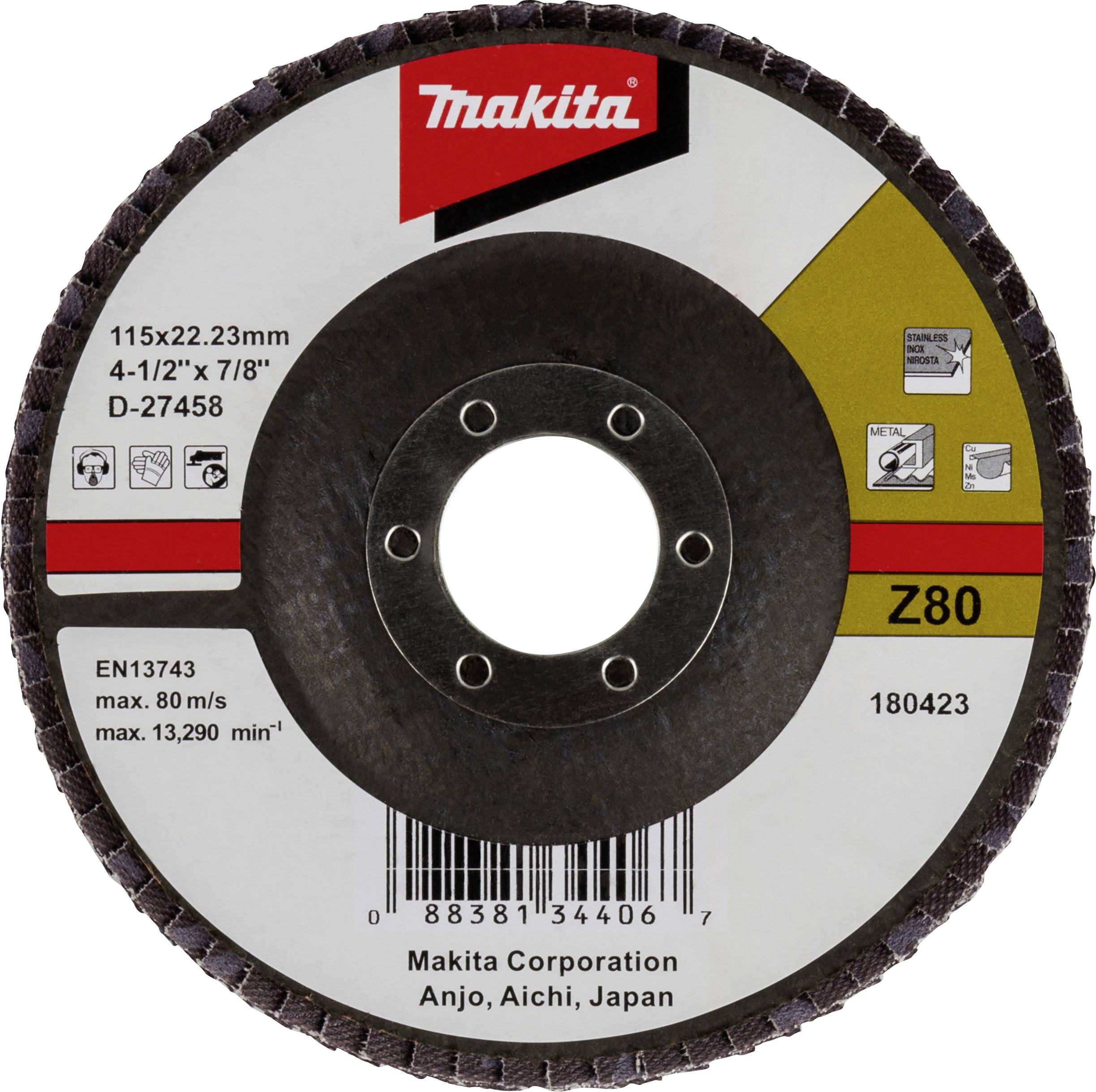 Makita D-27458 Disque à surfacer à lamelles Diamètre 115 mm Grain=80 1 pc(s)-0