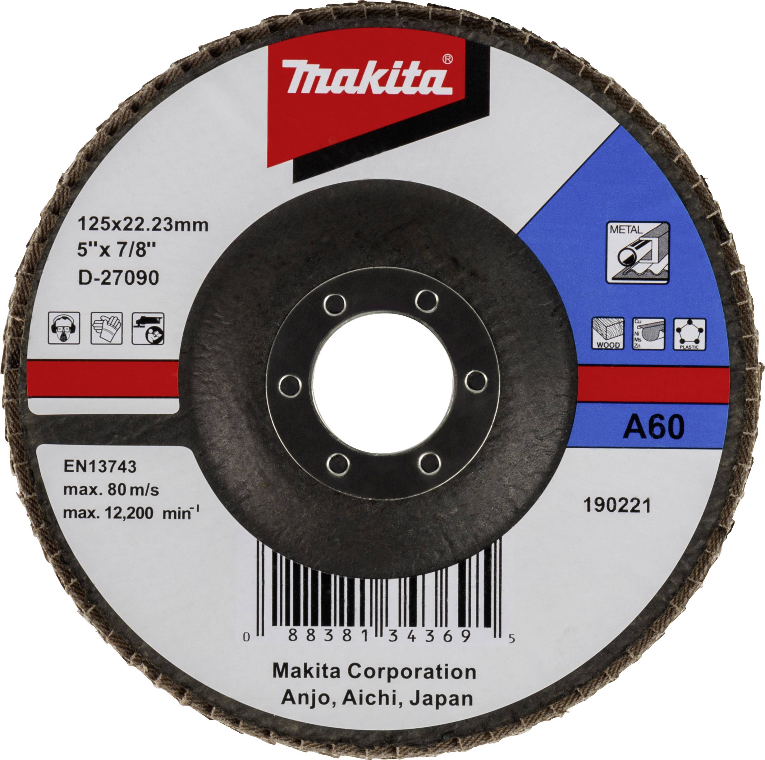 Makita D-27090 Disque à surfacer à lamelles Diamètre 125 mm Grain=60 1 pc(s)-0