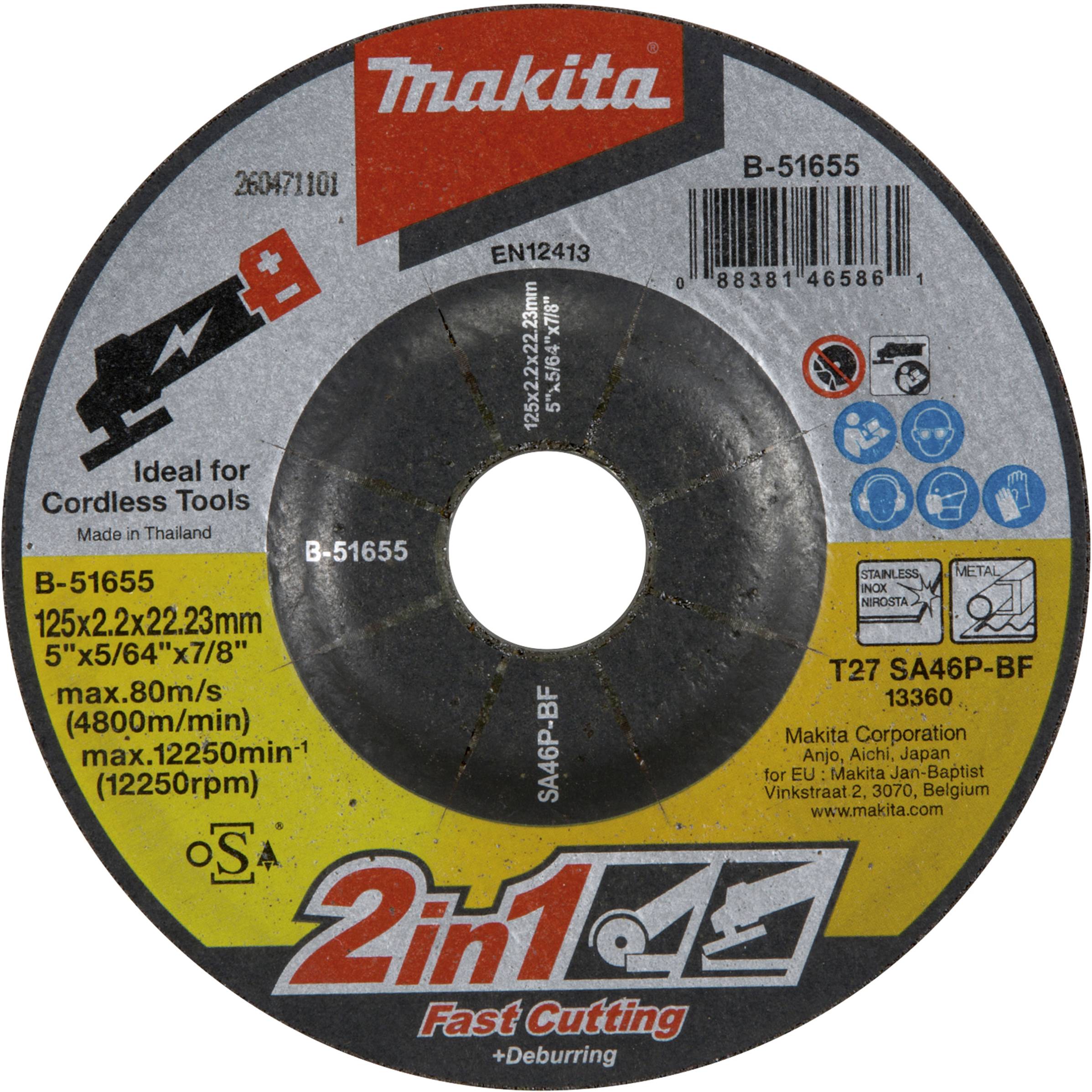 Makita B-51655 Disque à ébarber Diamètre 125 mm Ø de perçage 22.23 mm acier 1 pc(s)-0