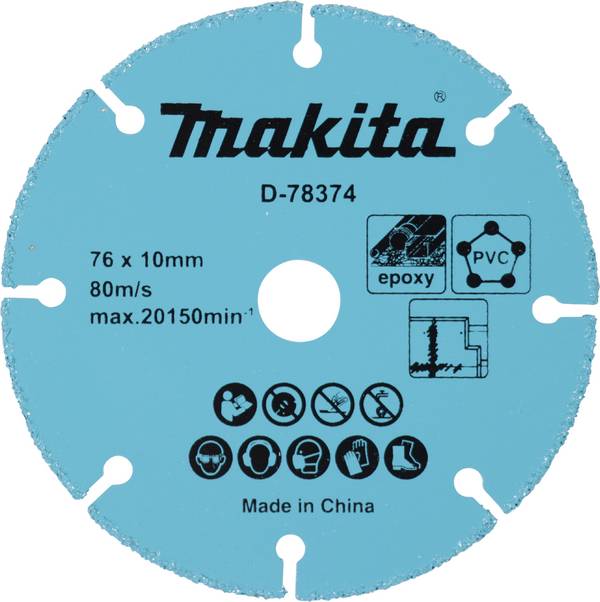 Makita D-78374 D-78374 Disque à tronçonner 76 mm 1 pc(s) PVC, Placoplâtre, plastique renforcé de fibre de verre, fibrociment