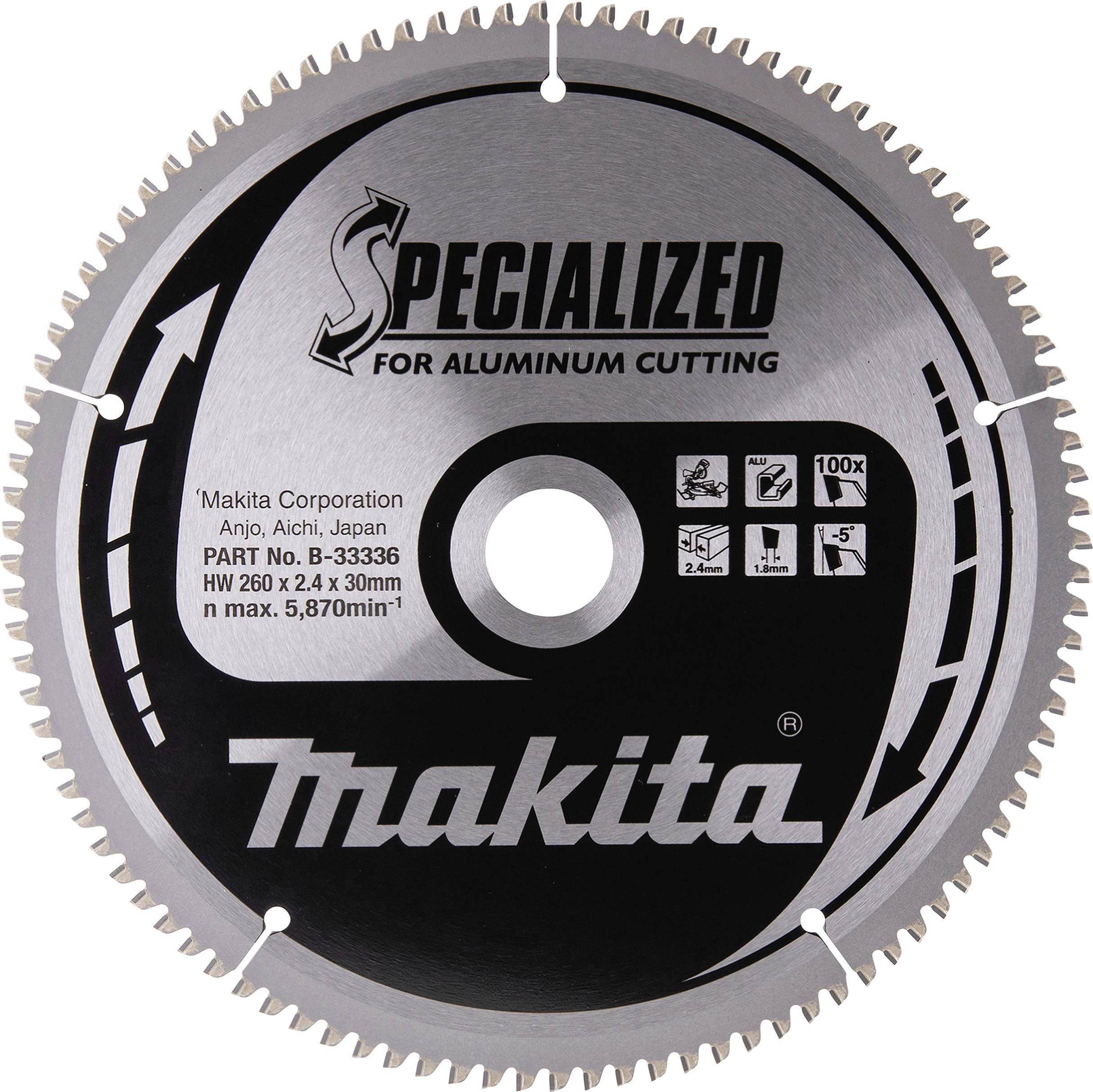 Makita B-33336 B-33336 Lame de scie circulaire 260 x 30 x 2.4 mm Nombre de dents: 100 1 pc(s)-0
