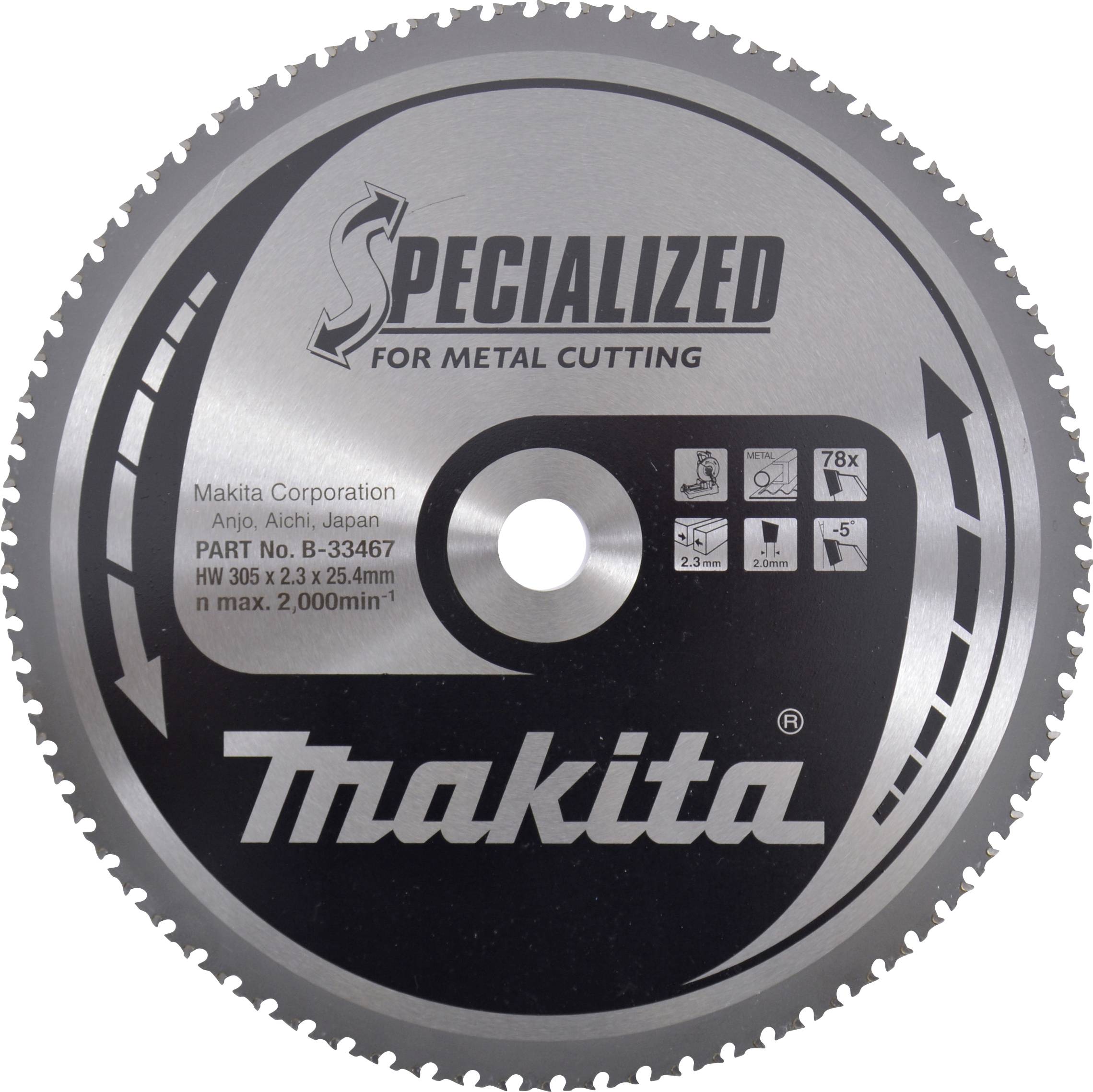 Makita B-33467 SPECIALIZED B-33467 Lame de scie circulaire 305 x 25.4 x 2.3 mm Nombre de dents: 78 1 pc(s)-0