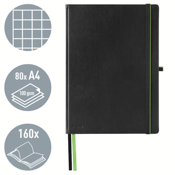 Leitz 44710095 Cahier quadrillé noir Nombre de pages: 80 DIN A4-12