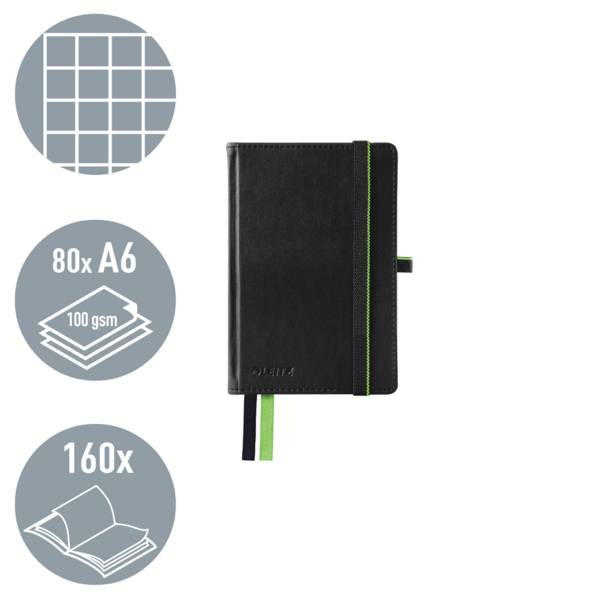 Leitz 44790095 Cahier quadrillé noir Nombre de pages: 80 DIN A6-10