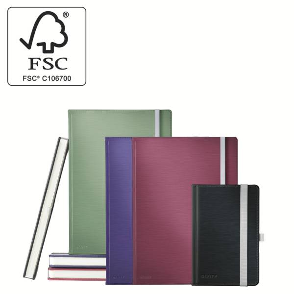 Leitz 44751094 Cahier ligné noir satiné Nombre de pages: 80 DIN A4-4