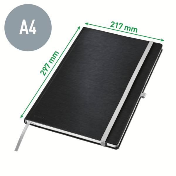 Leitz 44751094 Cahier ligné noir satiné Nombre de pages: 80 DIN A4-5