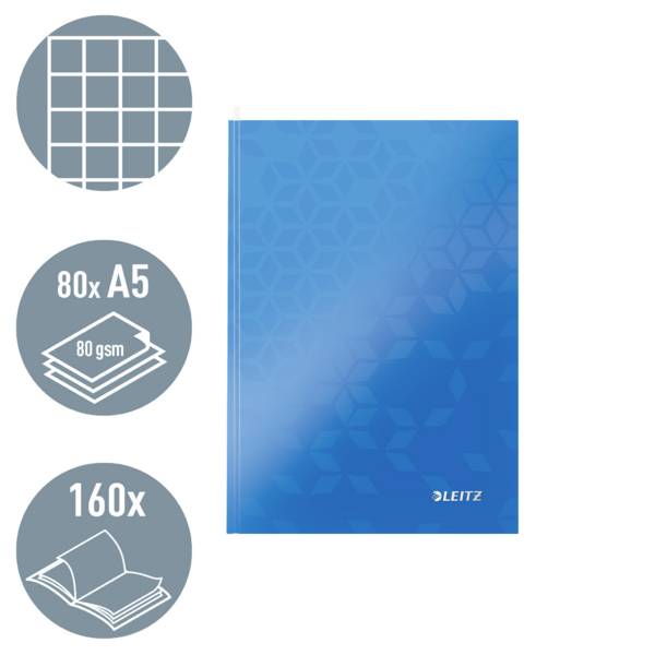Leitz 46281036 Cahier quadrillé bleu Nombre de pages: 80 DIN A5-2
