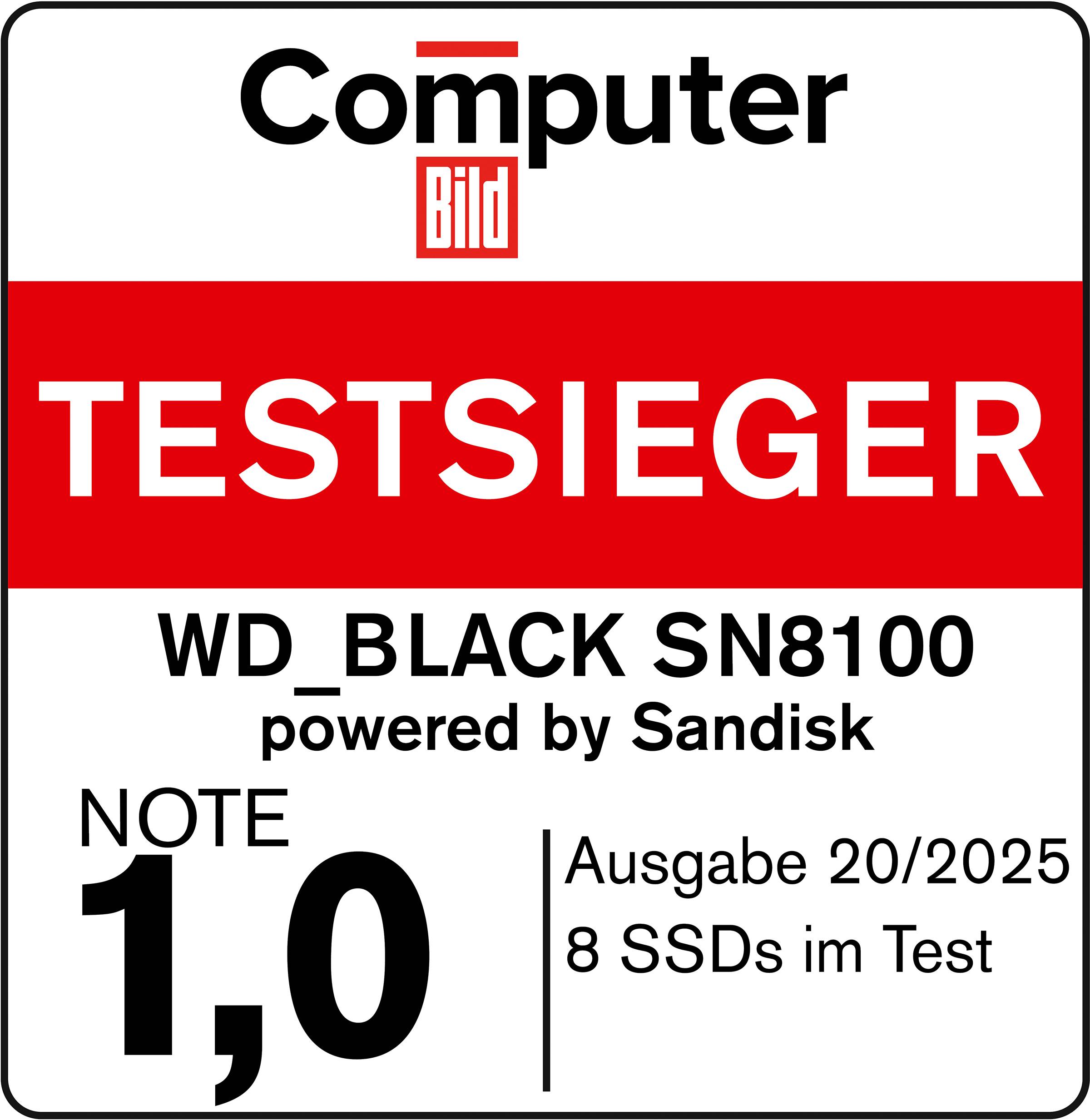 Image du prix pour Western Digital Black WD_BLACK SN8100 NVMe, 2 To, M.2, 14900 Mo/s
